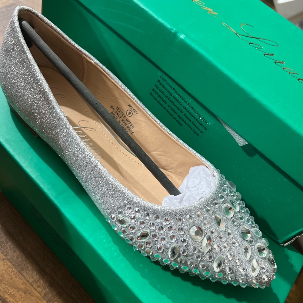 Lauren Lorraine Silver Embellished Flats